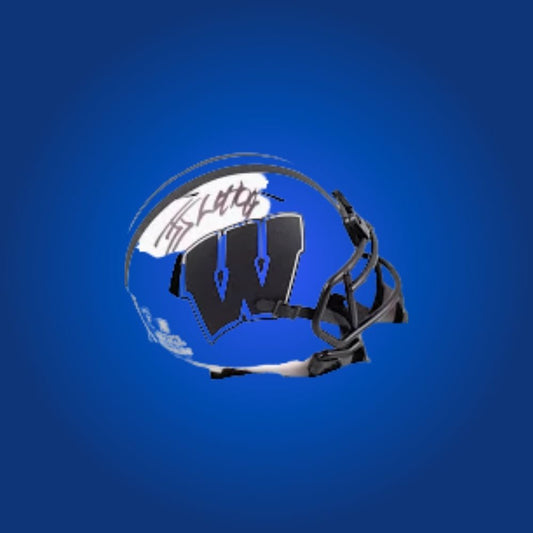 JJ Watt signed Wisconsin Badgers mini helmet—premier collectible for Badgers fans and Watt enthusiasts.