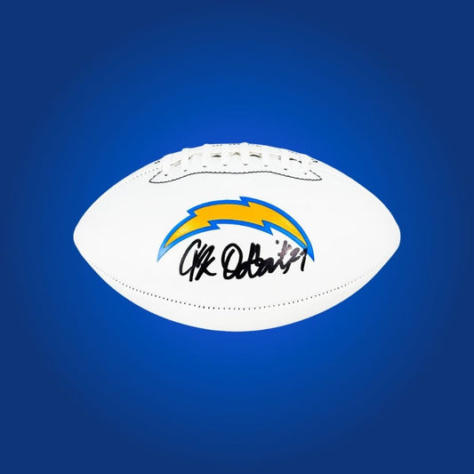 J.K. Dobbins signed Los Angeles Chargers logo football, a unique addition for fans and collectors, certified authentic and perfect for display.