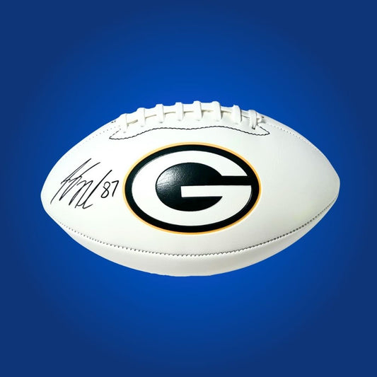 Jordy Nelson signed Green Bay Packers embroidered NFL football with white panels and logo, includes Certificate of Authenticity