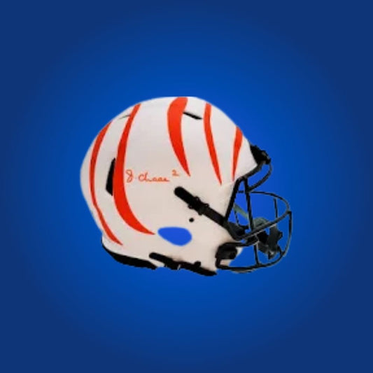 Cincinnati Bengals Lunar Orange Speed Mini Helmet autographed by Ja’Marr Chase, Certificate of Authenticity included