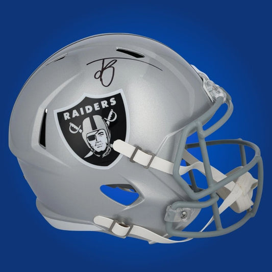 Jack Becton Signed Las Vegas Raiders  Silver Speed Replica Helmet