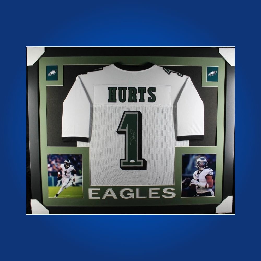 Framed Philadelphia Eagles jersey signed by Jalen Hurts with Certificate of Authenticity