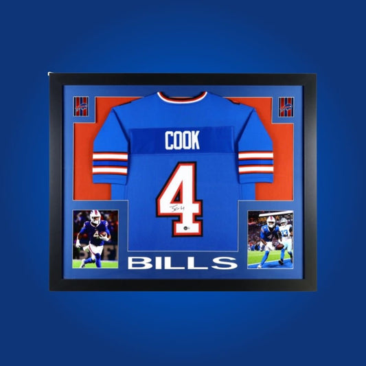 James Cook Signed Full Framed Custom Buffalo Bills Jersey