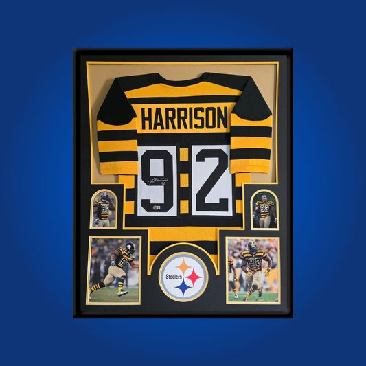 Autographed Pittsburgh Steelers custom jersey by James Harrison with Certificate of Authenticity.