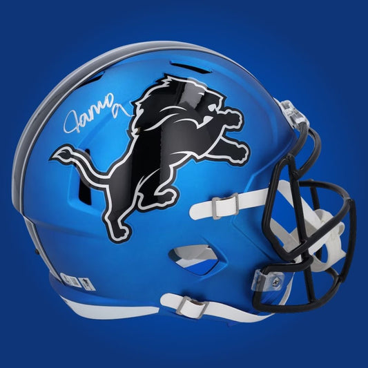 Jameson Williams, signed Detroit Lions blue alt speed replica helmet