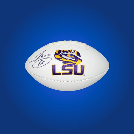 Jarvis Landry autographed LSU Tigers white logo football, perfect collectible for LSU Tigers fans and memorabilia supporters.