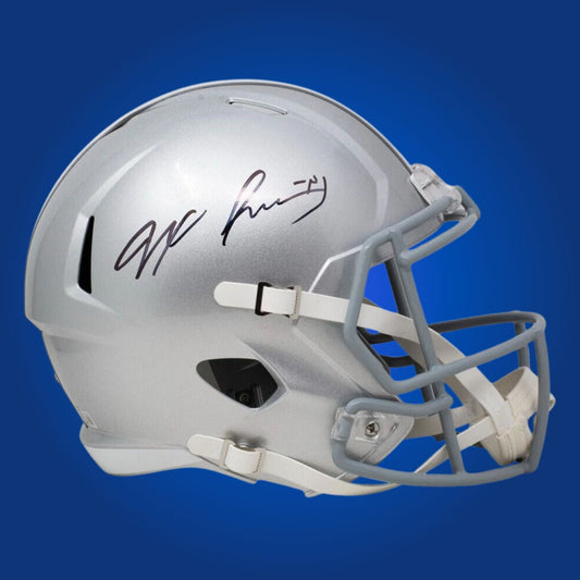Autographed Ohio State Buckeyes full size replica helmet signed by Jaxon Smith-Njigba, presented on a white background. SportsMarkets product photo.