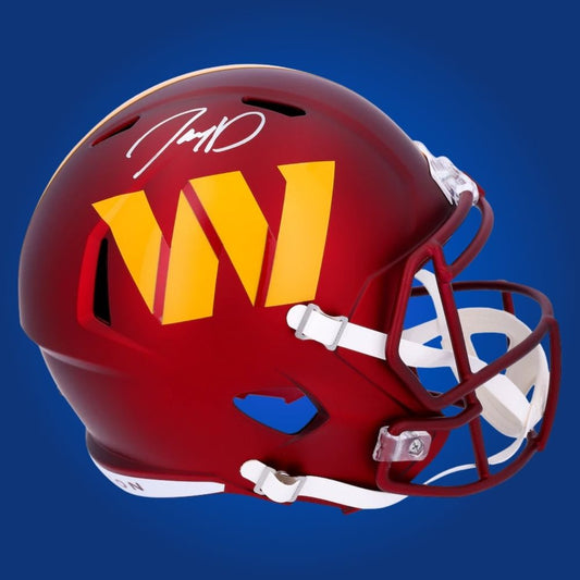 Jayden Daniels signed Washington Commanders maroon speed replica helmet