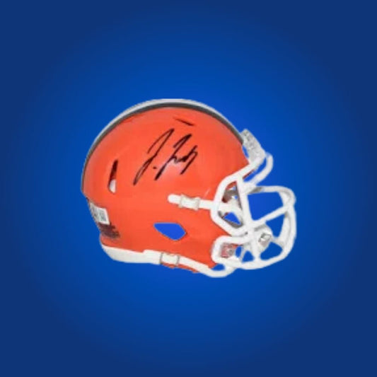 Cleveland Browns Orange Speed Mini Helmet signed by Jerry Jeudy, Certificate of Authenticity included