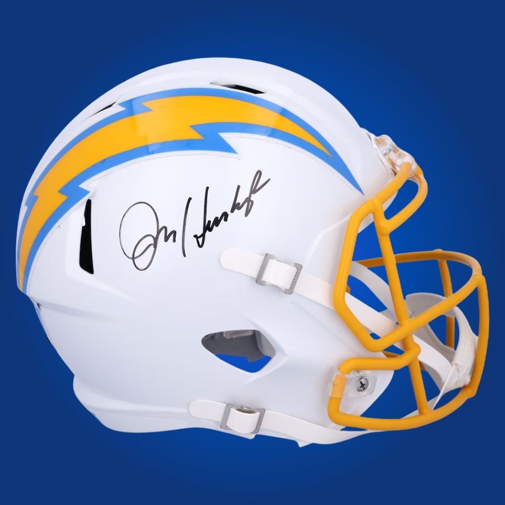 Jim Harbaugh Signed Los Angeles Chargers White Speed Replica Helmet