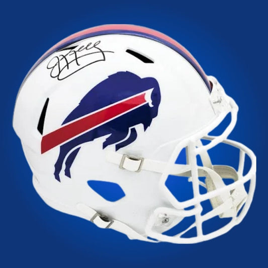 Jim Kelley signed Buffalo Bills white speed replica helmet