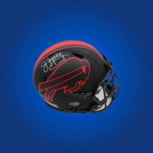 Buffalo Bills Black Eclipse Speed Mini Helmet signed by Jim Kelly, Certificate of Authenticity included