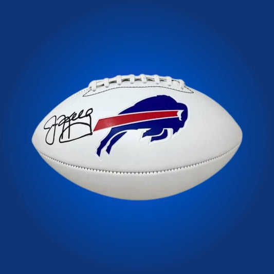 Jim Kelly signed Buffalo Bills logo football, a Hall of Fame signature for ultimate collectors, certificate of authenticity provided.