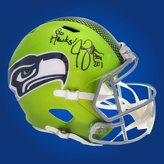 Jim Zorn  Signed Seattle Seahawks Flash Green Speed Replica Helmet