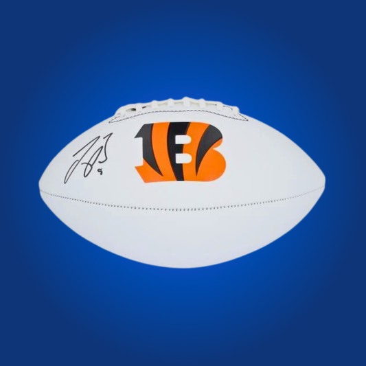 Joe Burrow signed Cincinnati Bengals logo football, with an authentic autograph, a great piece for Bengals supporters.