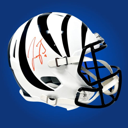 Joe Burrow, signed Cincinnati Bengals white alt speed replica helmet
