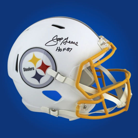 Joe Greene Signed Pittsburgh Steelers Flat White Speed Replica Helmet