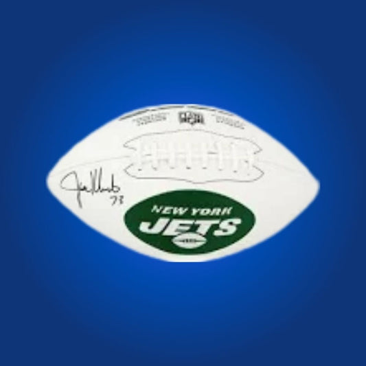 Joe Klecko signed New York Jets logo football, featuring team logo and autograph panel.