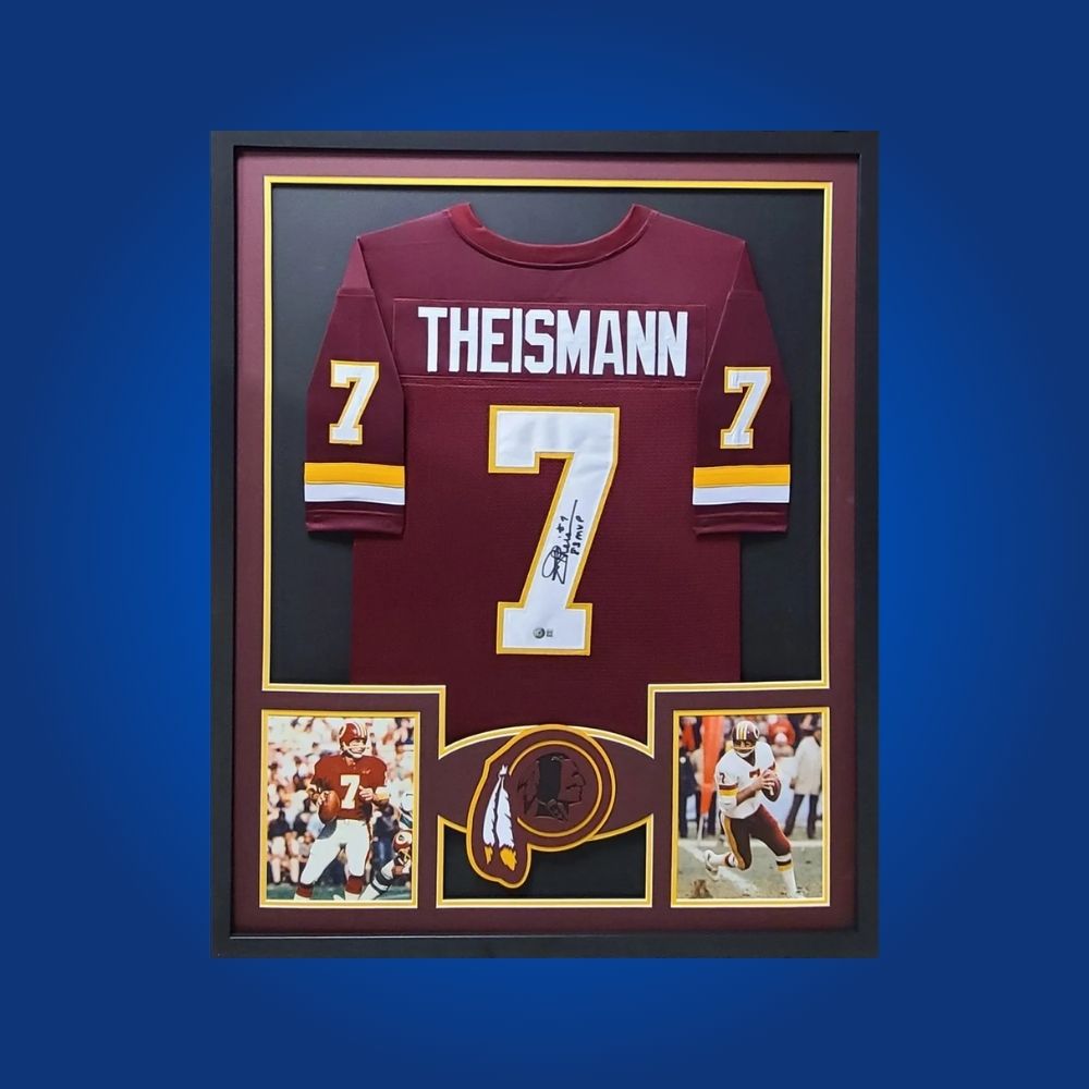 Autographed Washington Commanders custom jersey by Joe Theismann with Certificate of Authenticity.