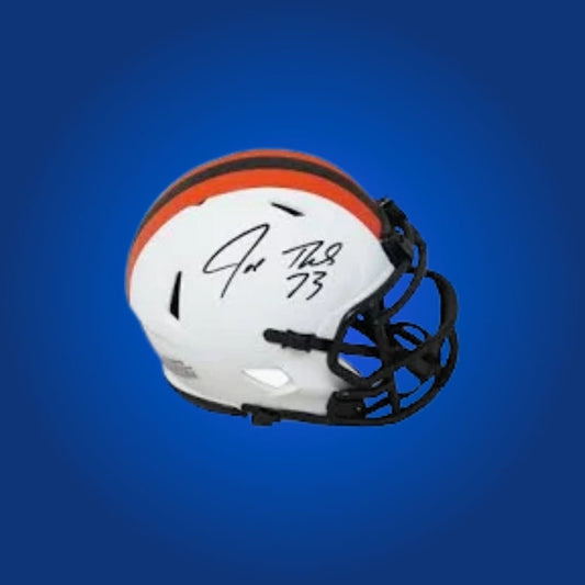 Cleveland Browns Orange Speed Mini Helmet signed by Joe Thomas, Certificate of Authenticity included