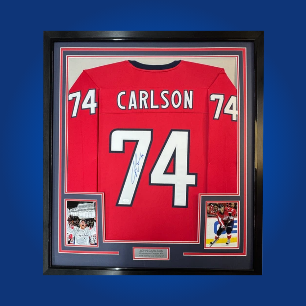 John Carlson Signed Washington Capitals Full Framed Custom Red Jersey