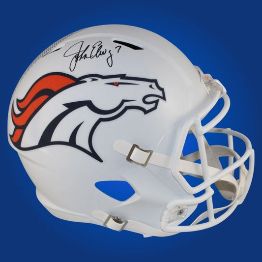 John Elway Signed Denver Broncos F/S Alt White Speed Replica Helmet