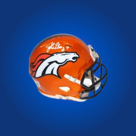 Denver Broncos Orange Flash Speed Mini Helmet signed by John Elway, Certificate of Authenticity included