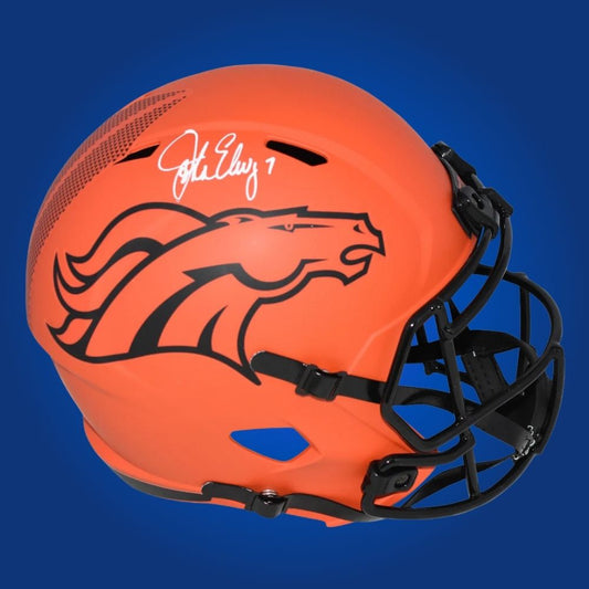 John Elway Signed Denver Broncos Orange Rave  Speed Replica Helmet