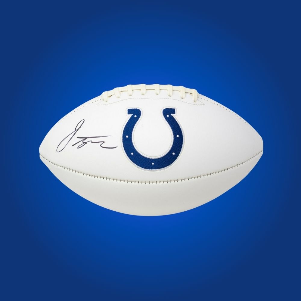 Jonathan Taylor signed Indianapolis Colts logo football, a top collectible for Colts fans, certificate of authenticity included.