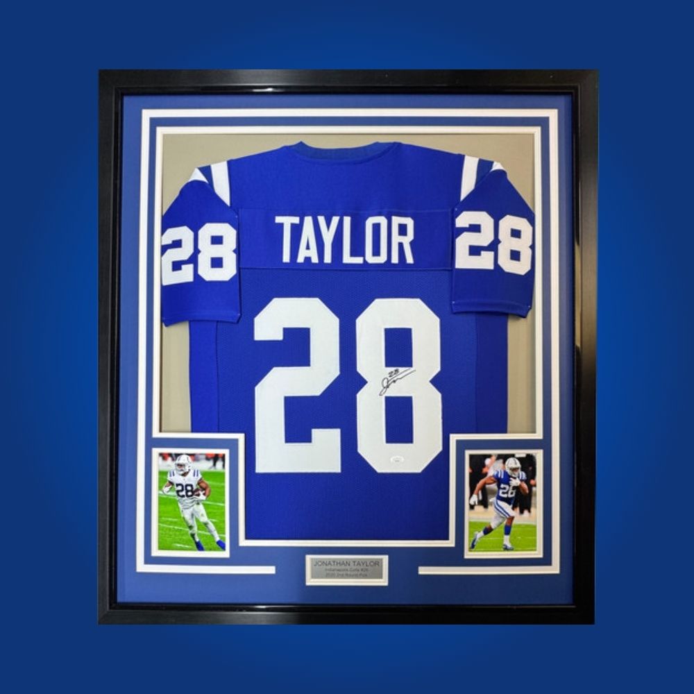 Autographed Jacksonville Jaguars custom jersey by Fred Taylor with Certificate of Authenticity.