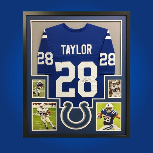 Autographed Jacksonville Jaguars custom jersey by Fred Taylor with Certificate of Authenticity.