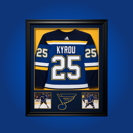 Jordan Kyrou, St. Louis Blues, Full Framed Blue Jersey