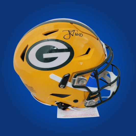 Jordan Love Signed Green Bay Packers Yellow SpeedFlex Authentic Helmet, includes Certificate of Authenticity