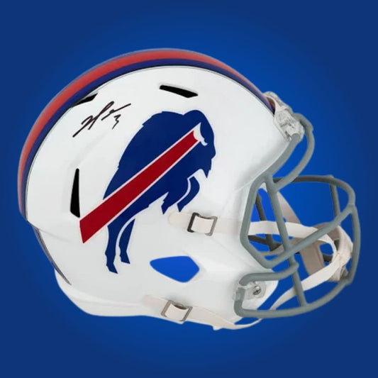 Josh Allen signed Buffalo Bills white speed replica helmet