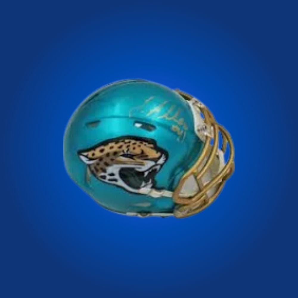 Jacksonville Jaguars Teal Flash Speed Mini Helmet autographed by Josh Allen, Certificate of Authenticity included
