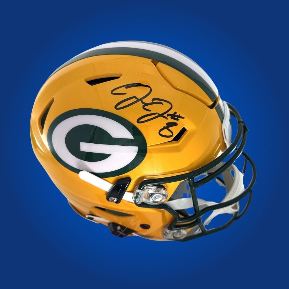 Josh Jacobs Signed Green Bay Packers Yellow SpeedFlex Authentic Helmet, includes Certificate of Authenticity