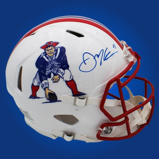Julian Edelman  Signed New England Patriots White 90-92 Throwback Speed Replica Helmet