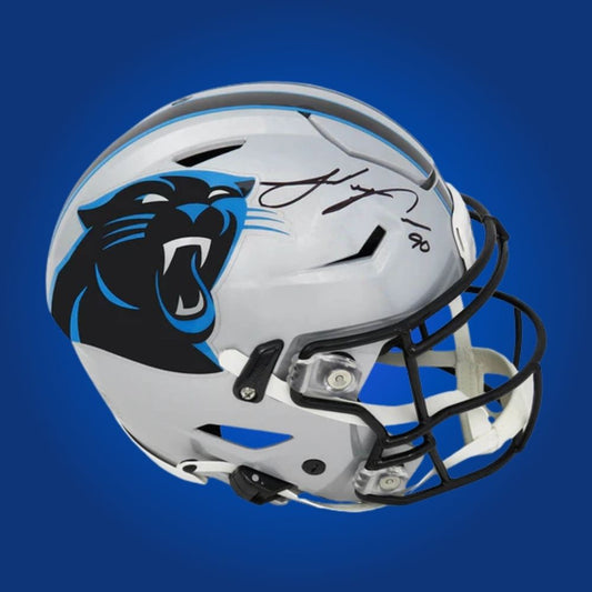 Julius Peppers Signed Carolina Panthers Silver Speed Authentic Helmet