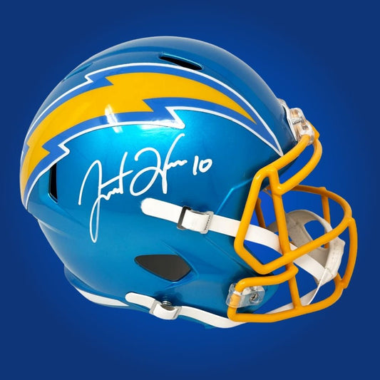 Justin Herbert signed Los Angeles Chargers Blue Flash speed replica helmet