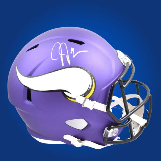 Justin Jefferson, signed Minnesota Vikings purple F/S speed replica helmet