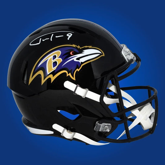 Justin Tucker Signed Baltimore Ravens Black Speed Replica Helmet