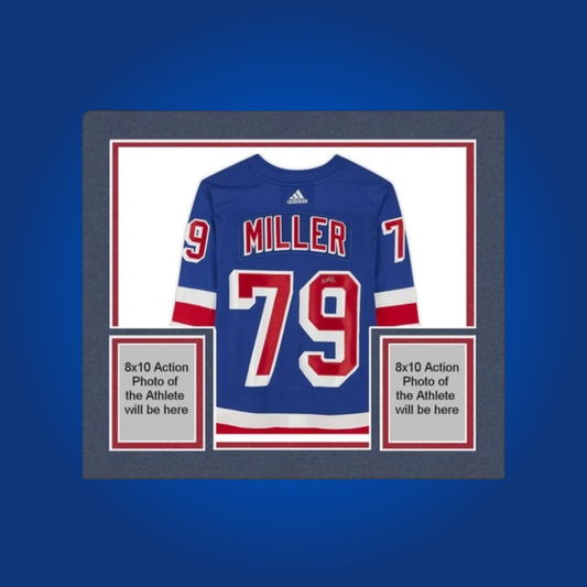 K’Andre Miller’s signed full framed New York Rangers blue jersey is a premium collectible for fans, highlighting the promising young defenseman’s impact on the team’s future.