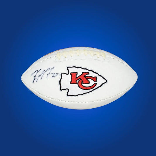 Kareem Hunt signed Kansas City Chiefs logo football, a fantastic collectible for Chiefs fans and NFL enthusiasts, authenticated for peace of mind.