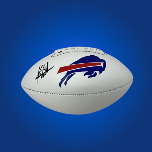Keon Coleman signed Buffalo Bills logo football, a standout piece for Bills fans and collectors, with authenticity certification.