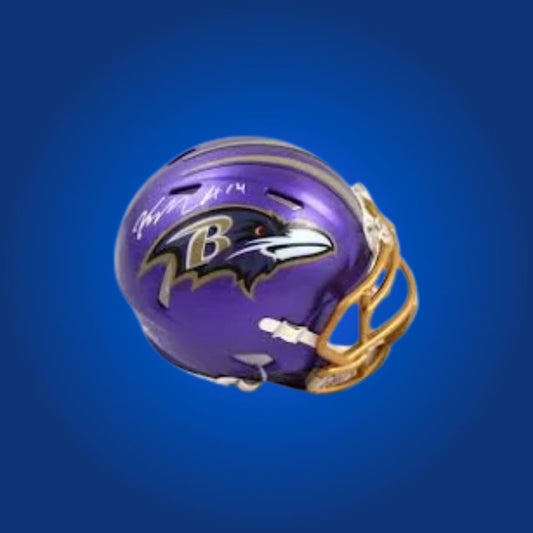 Baltimore Ravens Purple Flash Speed Mini Helmet autographed by Kyle Hamilton, certified authentic