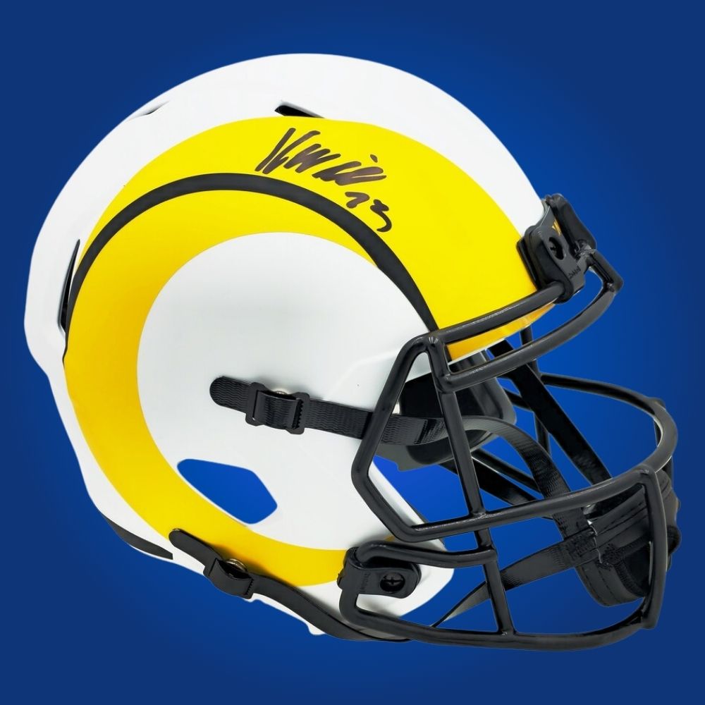 Kyren Williams signed Los Angeles Rams white lunar speed replica helmet