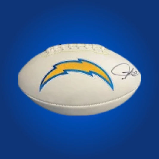 LaDainian Tomlinson signed Los Angeles Chargers logo football, an iconic collectible for fans of the Hall of Fame running back, authenticated for confidence.