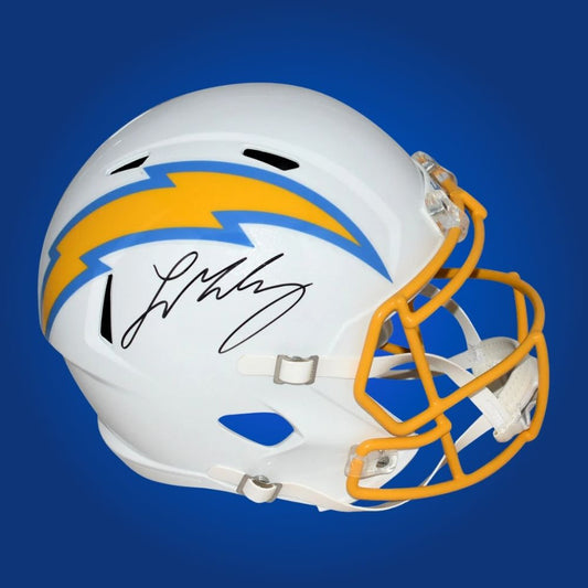 Ladd McConkey, signed Los Angeles Chargers white speed replica helmet