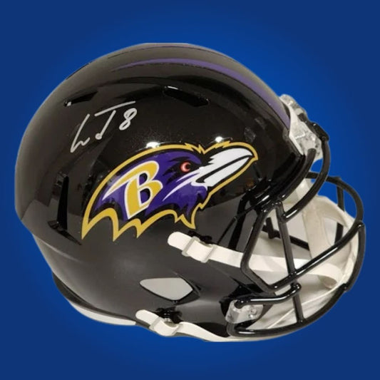 Lamar Jackson signed Baltimore Ravens black speed replica helmet