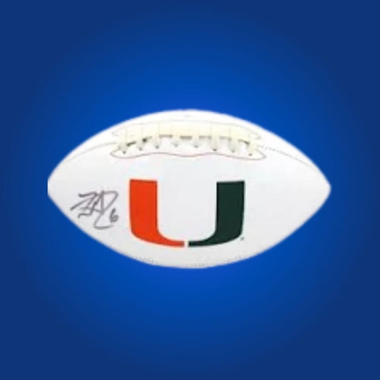 Lamar Miller autographed Miami Hurricanes white logo football, excellent addition for Hurricanes fans and collectors.